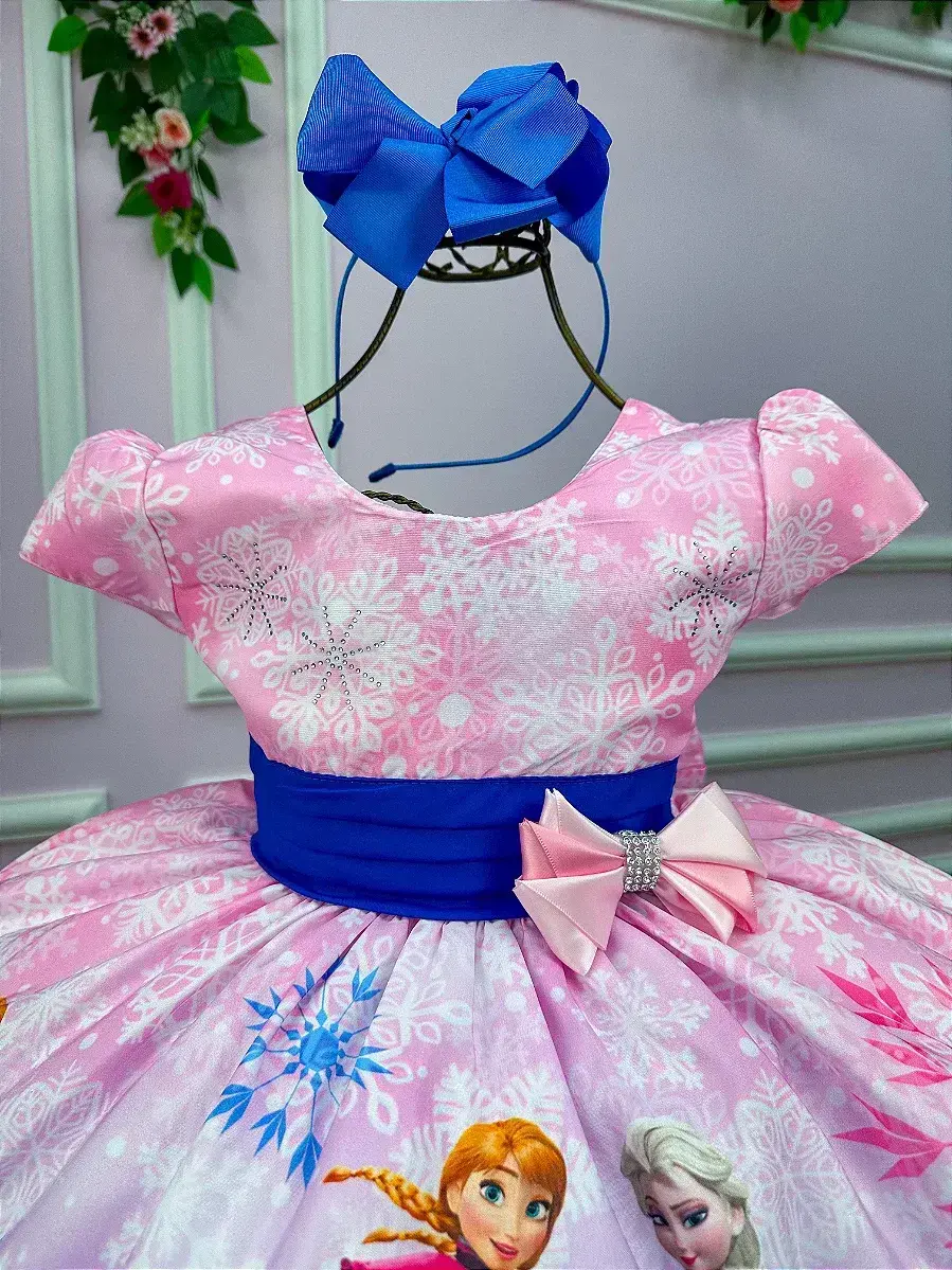 Vestido festa princesa gelo rosa, foto 3