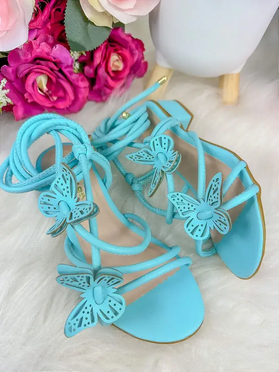 Sandalia borboletas azul de amarrar, foto 4
